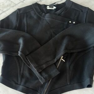 White House Black Market Black Jacket with Asymmetrical Zipper